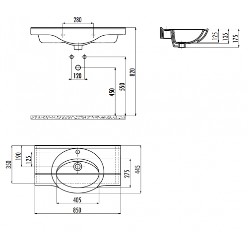 CREAVIT Раковина мебельная/подвесная (85см) ET185.00000