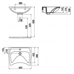 CREAVIT Раковина для инвалидов 50*60