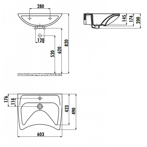 CREAVIT Раковина для инвалидов 50*60