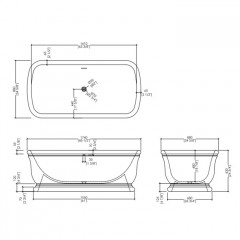 Devon Hollywood Ванна, без отверстий 1775 x 885 x640h мм, композит, цвет RAL 9011графитно-черный глянцевый (без сливного гарнитура)