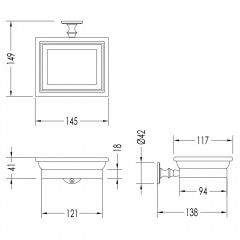 Devon First Class Мыльница подвесная квалратная керамика белая, держатель хром