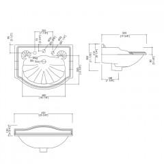 Devon Oxford Раковина на 2 отверстия, 54x38xh26 см., цвет: белый