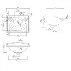 Devon Cambridge Раковина (64х49 см) с 3 отверстием под смеситель, для пьедестала/консолей ANGEL/TIFFANY, цвет: белый