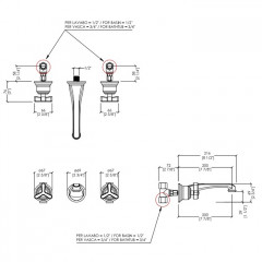 Devon Tribeca Смеситель для раковины ,настенный ,цвет хром