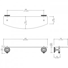 Devon Black Diamond Полочка стеклянная 60 см (стекло прозрачное), цвет: никель блестящий