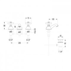 Devon City Смеситель для биде, на 3 отв. с донным клапаном, цвет: светлое золото