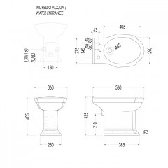 Devon Westminster Биде напольное (56х36 см) с 3 отверстиями под смеситель, цвет: белый
