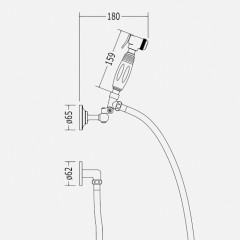 Devon Гигиенический душ с держателем, шлангом и выпуском из стены, с ручкой белой, цвет: хром