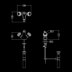 Devon&Devon Excelsior Royal Смеситель для биде на 1 отверстие, донный клапан. Цвет: античная латунь.