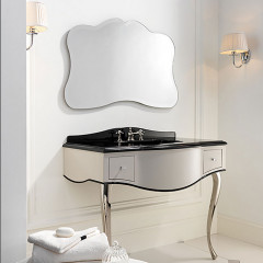 Devon Audrey Консоль (111х57,5хh89,5/99,5см) мрамор NERO MARQUINHA c 3отв; корпус цвет:белый с кантом черн; ножки цвет: св.золото(без раков. SWINDON)