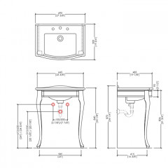 Devon Lady Металлич консоль (635х485хh840 мм) на 2х ножках, цвет: светлое золото
