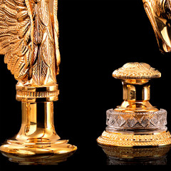 Devon Excelsior Swan Смеситель для раковины на 3 отв., с донным клапаном, цвет: золото 24k/отделка хрусталь