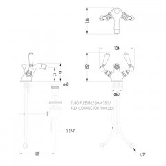 Devon Dandy Смеситель для биде на 1 отв., с донным клапаном, c ручками белыми, цвет: никель блестящий