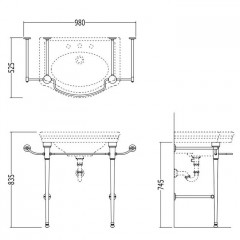 Devon New Etoile Консоль под раковину, 98см, цвет: хром