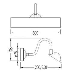 Devon Argo Cветильник настенный, направленный, 30см, IP20, цвет: никель блестящий