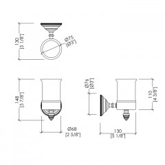 Devon Diamond Стакан керамический белый для зубных щеток, держатель цвет светлое золото