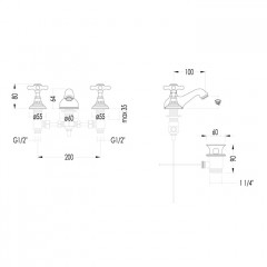 Devon&Devon Austin Смеситель для биде на 3 отв с донным клапаном . хром .