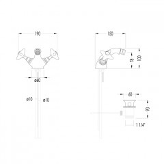 Devon&Devon WHITE ROSE Смеситель для биде на 1 отв,с донным клапаном,цвет золото