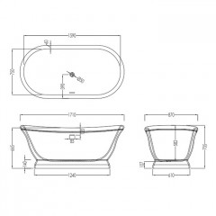 Devon Hollywood Ванна, без отверстий 1775 x 885 x640h мм, композит, цвет белый (без сливного гарнитура)
