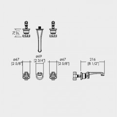 Devon Tribeca Смеситель для раковины ,настенный ,цвет никель блестящий