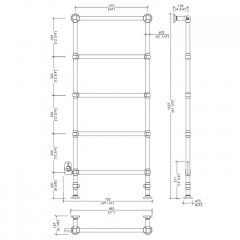 Devon Baccus 7 Полотенцесушитель электрический напольный 75х15,7хh155.7 см, цвет: золото, термостат цвет белый - смонтирован слева SX