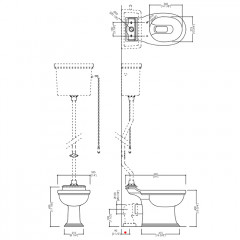 Devon Westminster/Rose/Blues Цепочка с ручкой и рычаг для высокого бачка, цвет белый/хром