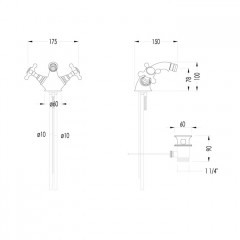 Devon & Devon Austin Смеситель для биде с донным клапаном, жёсткая (трубка) подводка воды, цвет хром