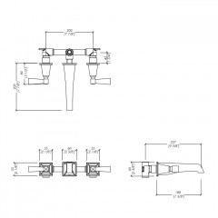 Devon Vip Time Смеситель для ванны на 3 отв, ручки из черного хрусталя , цвет хром (пара)