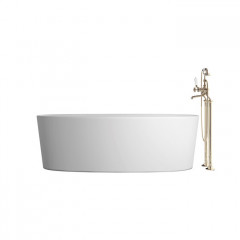 Devon Dove Ванна отдельностоящая без цоколя из WHITE TEC PLUS 170,5х52,8х84,6 см, цвет: белый, в компл донный клапан с крышкой из WHITE TEC