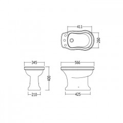 Devon Blues Биде напольное (56х34.5 см) с 1 отверстием под смеситель, цвет: белый
