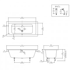 Devon Battersea Ванна встроенная чугунная прямоугольная 170x80xh46 cм, цвет: белый