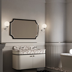 Devon Liberty Тумба под раковину двойная 124.5х100.8 см, со столешницей из мрамора CALACATTA VIOLA, раковина ROSE на 3 отв , цвет мебели CREAM