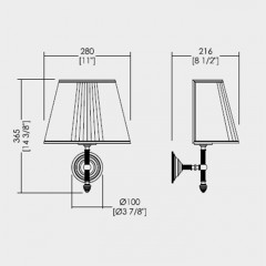 Devon Diamond Светильник настенный с плафоном 280х216х365 мм, держатель хром