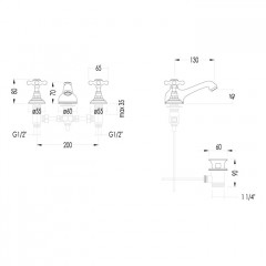 Devon Austin Смеситель для раковины с 3 отв с донным клапаном, цвет хром .