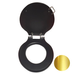 Devon Etoile/New Etoile Сиденье для унитаза из массива дуба (микролифт), цвет: темный/петли золото светлое