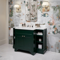 Devon Flair Тумба под раковину 128х102 см, со столешницей из мрамора CALACATTA BORGHINI, раковина WHITE50 , цвет мебели ENGLISH GREEN
