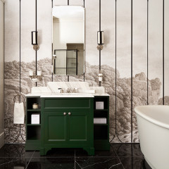 Devon Flair Тумба под раковину 128х102 см, со столешницей из мрамора CALACATTA BORGHINI, раковина WHITE50 , цвет мебели ENGLISH GREEN