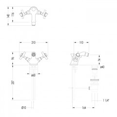 Devon & Devon Coventry Смеситель для биде с донным клапаном, жёсткая (трубка) подводка воды (Цвет: светлое золото)