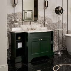 Devon Flair Тумба под раковину 128х102 см, со столешницей из мрамора CALACATTA BORGHINI, раковина WHITE50 , цвет мебели ENGLISH GREEN