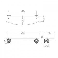 Devon Diamond Полка стеклянная 600 мм, цвет держателей хром