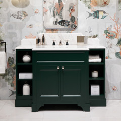 Devon Flair Тумба под раковину 128х102 см, со столешницей из мрамора CALACATTA BORGHINI, раковина WHITE50 , цвет мебели ENGLISH GREEN