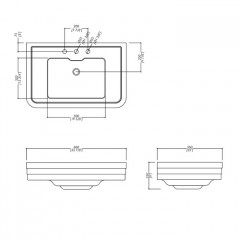 DEVON NOBEL Раковина 86х56х23 cм., подвесная, с 3 отв под смеситель, цвет белый (можно комплектовать пьедесталом IBCOLBLUES)