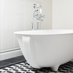 Devon Dove Ванна отдельностоящая на ножк из WHITE TEC PLUS 170.5х52,8х84.6 см, цвет: белый, в компл донный клапан с крышкой из WHITE TEC