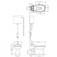 Devon Blues Унитаз для моноблока/высокого бачка (65.3x35,7 cм), горизонтальный выпуск, цвет: белый