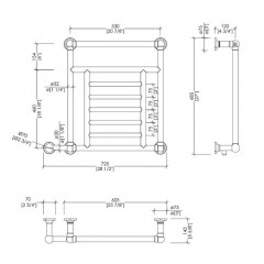 Devon&Devon Jupiter 3 Полотенцесушитель электрический 725x685x143 мм., цвет хром