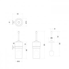 Devon Cavendish Ерш для унитаза подвесной, колба - керамика белая, цвет держателя светлое золото