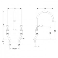 Devon Heritage Смеситель для кухни настольный, цвет никель блестящий