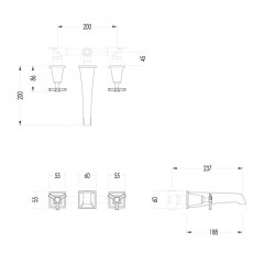 Devon Time Смеситель ванны настенный на 3 отв , цвет светлое золото