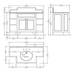 Devon Flair Тумба под раковину 128х102 см, со столешницей из мрамора CALACATTA BORGHINI, раковина WHITE50 , цвет мебели OFF WHITE
