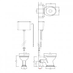 Devon Oxford Патрубок для высокого бачка, цвет: золото светлое
